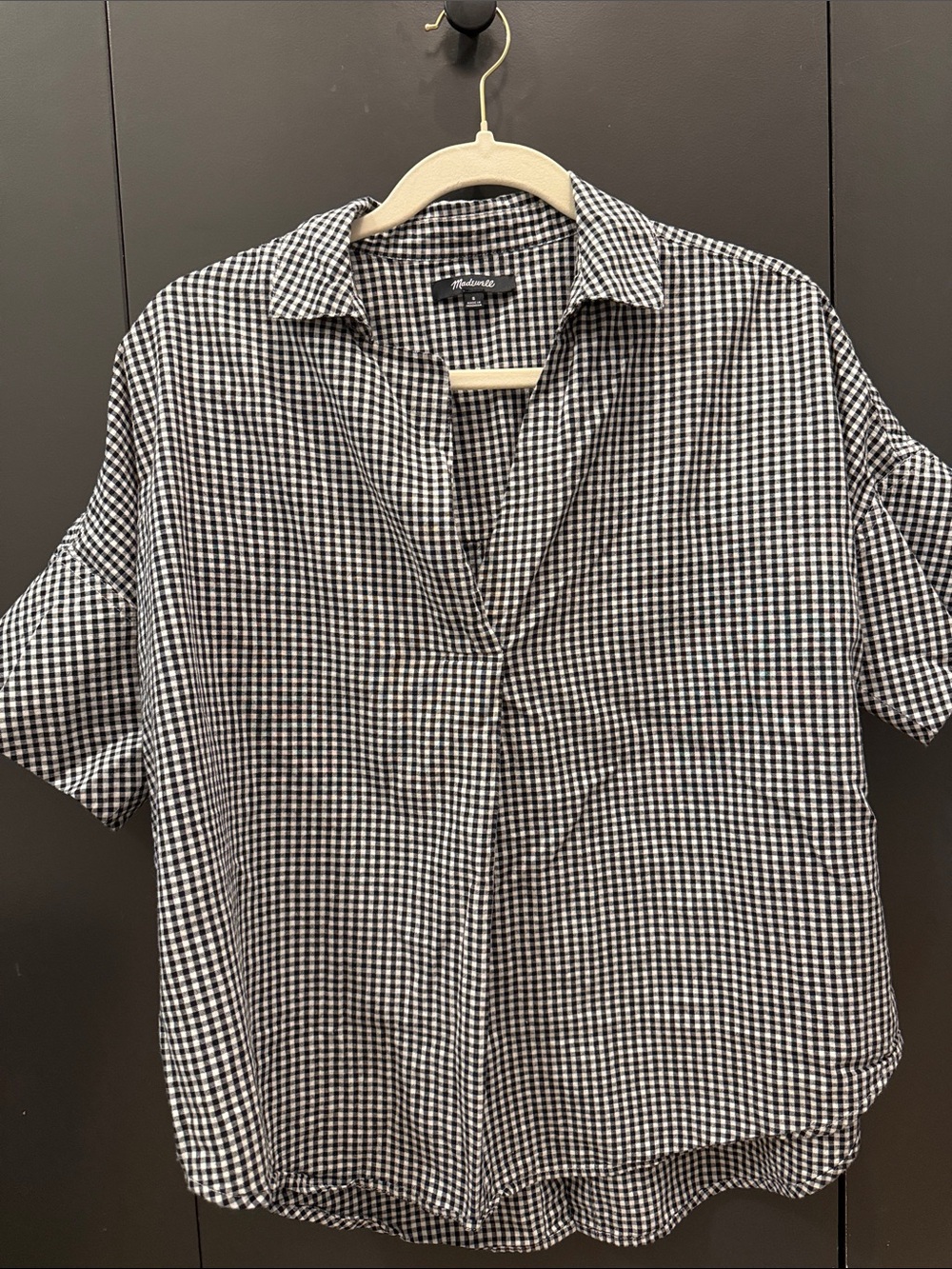 Madewell Black and White Gingham Short-Sleeve Button Shirt